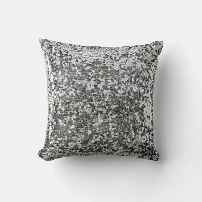 RomanSequinn Silver Throw Pillow (Front)