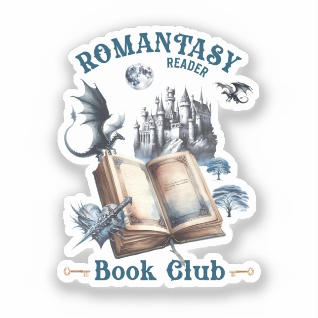 Romantasy Reader Dragon Book Club Castle Sticker (Front)