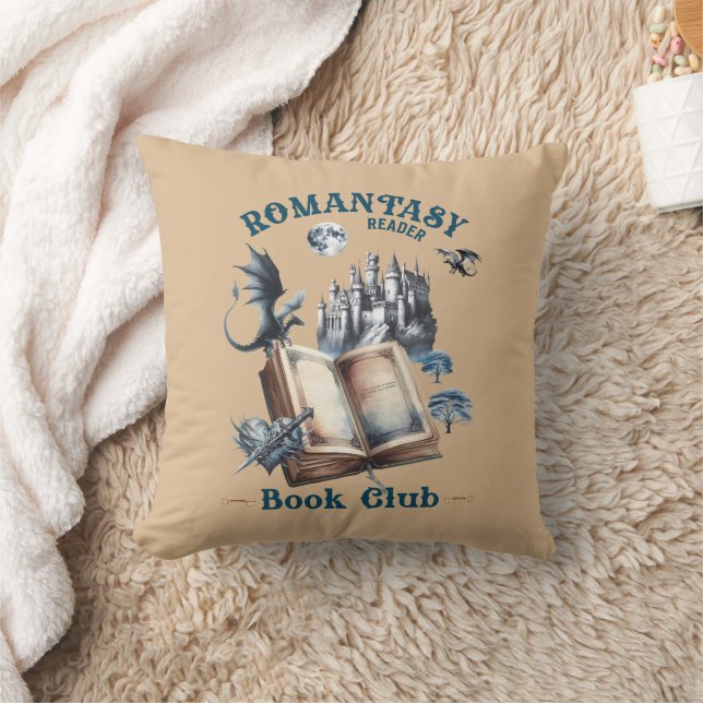 Romantasy Reader Dragon Book Club Castle Throw Pillow (Blanket)