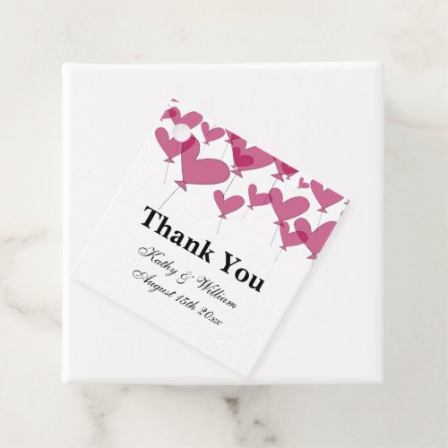 Romantic 1001 red heart balloon theme wedding favor tags