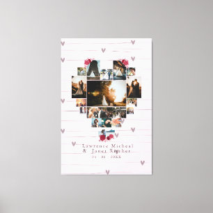 Romantic 18 Heart shaped Photo Collage for her/him Canvas Print