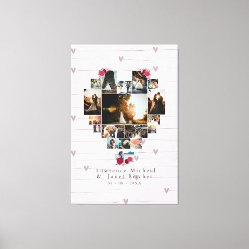 Romantic 18 Heart shaped Photo Collage for herhim Canvas Print