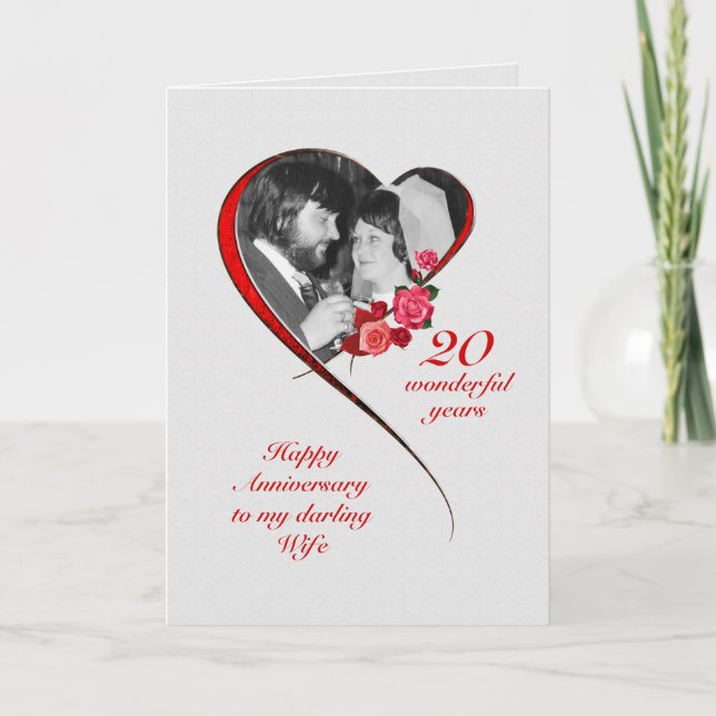 Romantic 20th Wedding Anniversary for Wife Card (Front)