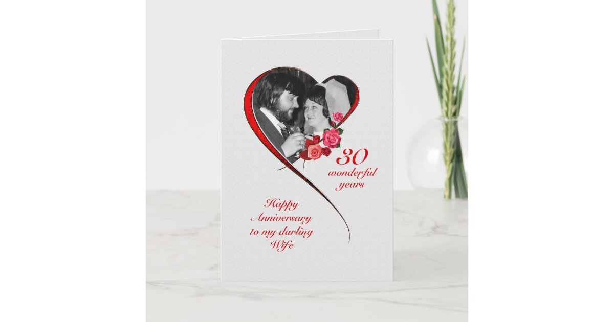 Romantic 30th Wedding Anniversary For Wife Card Zazzle Com Wedding anniversary cards for wife. zazzle