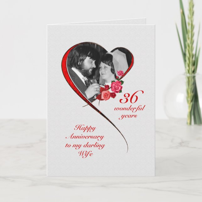Romantic 36th Wedding Anniversary for Wife Card (Front)