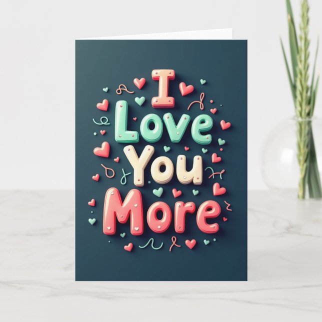Romantic 3D Hearts I Love You Card (Front)