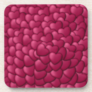 Romantic 3D Red Hearts Pattern-32322 Beverage Coaster