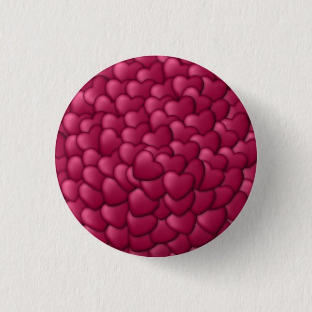 Romantic 3D Red Hearts Pattern-32322 Button (Front)