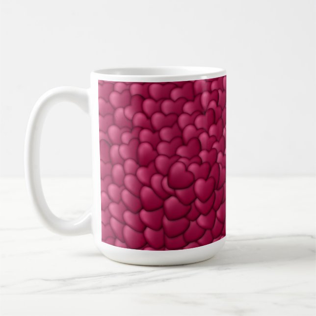 Romantic 3D Red Hearts Pattern-32322 Coffee Mug (Left)