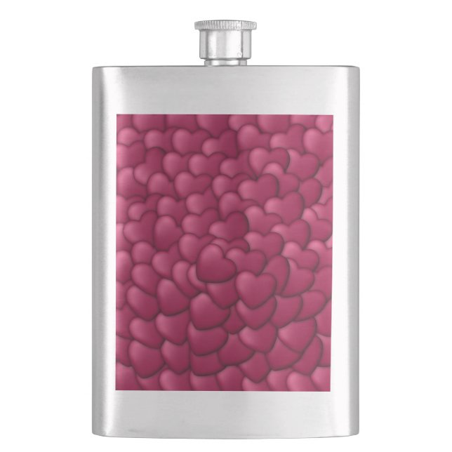 Romantic 3D Red Hearts Pattern-32322 Flask (Front)