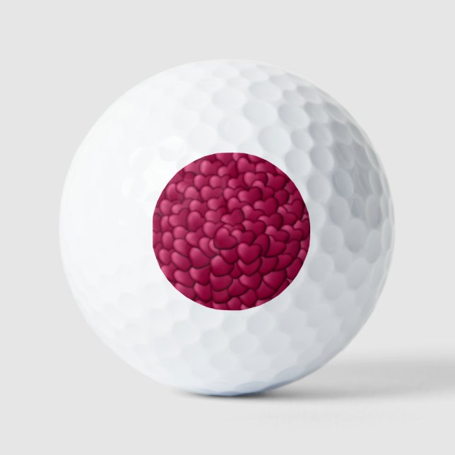 Romantic 3D Red Hearts Pattern-32322 Golf Balls (Front)