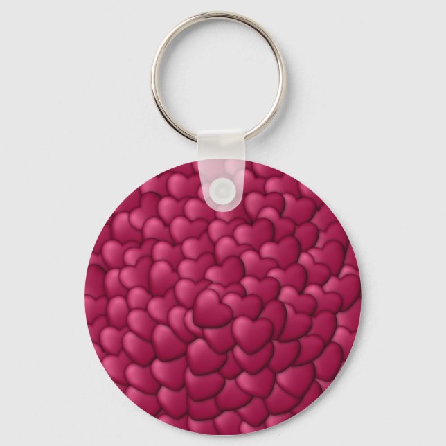 Romantic 3D Red Hearts Pattern-32322 Keychain (Front)