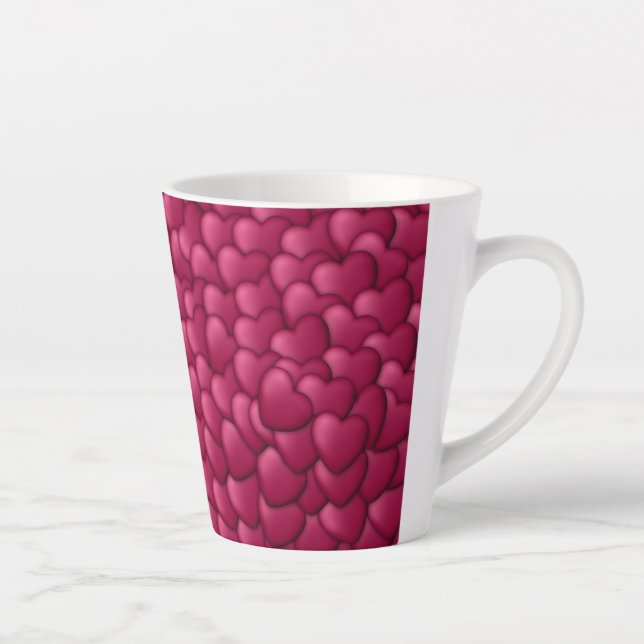 Romantic 3D Red Hearts Pattern-32322 Latte Mug (Right)