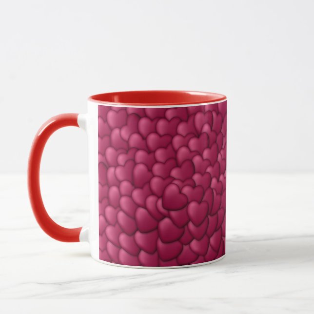 Romantic 3D Red Hearts Pattern-32322 Mug (Left)