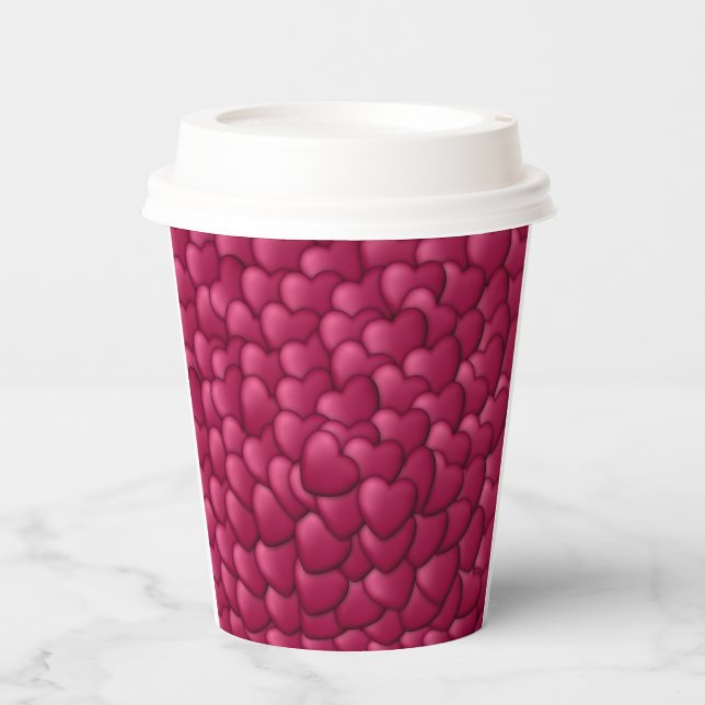 Romantic 3D Red Hearts Pattern-32322 Paper Cups (Front)
