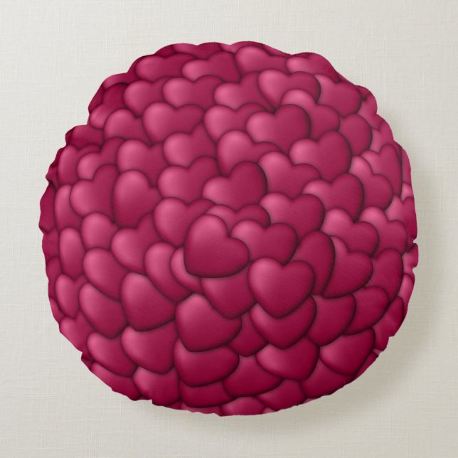 Romantic 3D Red Hearts Pattern-32322 Round Pillow (Front)