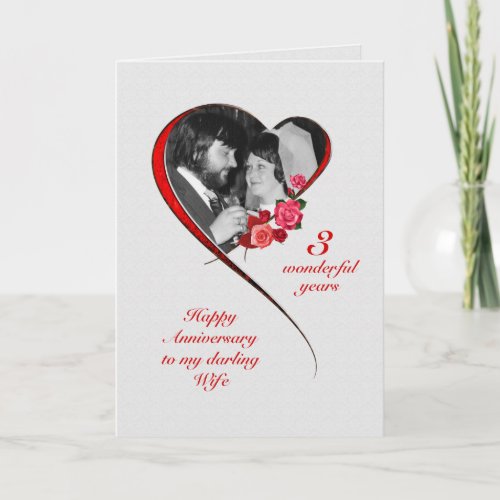 Romantic 3rd Wedding Anniversary for Wife Card