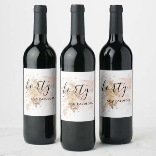Romantic 40  Fabulous 40th Birthday  Wine Label