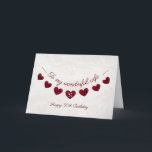 Romantic 50th Birthday Red Heart Bunting wife Card<br><div class="desc">A beautiful and romantic 50th birthday card for a husband to give his wife. The outside of the card has a string of rose red bunting hearts on a vintage lace background. The text reads, "To my wonderful wife, happy 50th birthday". The inside of the card can be customised to...</div>