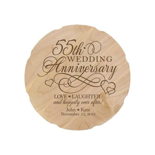 Romantic 55th Wedding Anniversary Wooden Plate (Front)