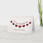 Romantic 60th Birthday Red Heart Bunting wife Card<br><div class="desc">A beautiful and romantic 60th birthday card for a husband to give his wife. The outside of the card has a string of rose red bunting hearts on a vintage lace background. The text reads, "To my wonderful wife, happy 60th birthday". The inside of the card can be customized to...</div>
