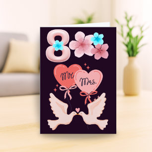 Romantic 8th Anniversary Card with Doves & Flowers