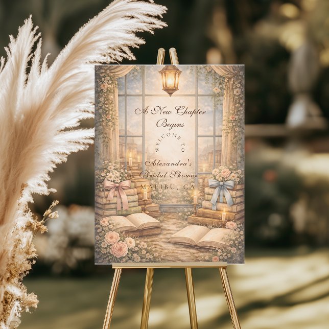 Romantic A New Chapter Bridal Shower Foam Board (Creator Uploaded)