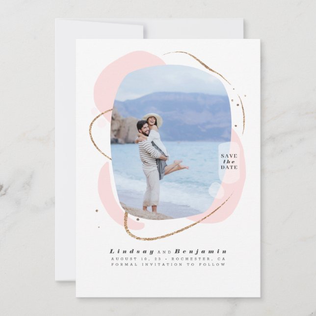 Romantic Abstract Modern Save The Date Photo (Front)