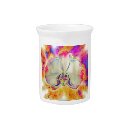 Romantic abstract orchid watercolor painting beverage pitcher