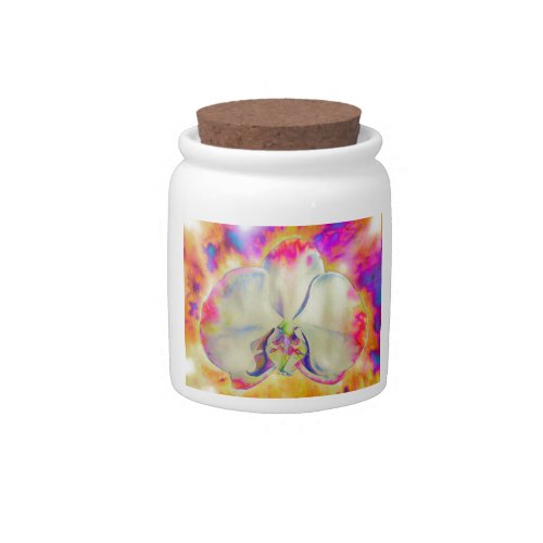 Romantic abstract orchid watercolor painting candy jar