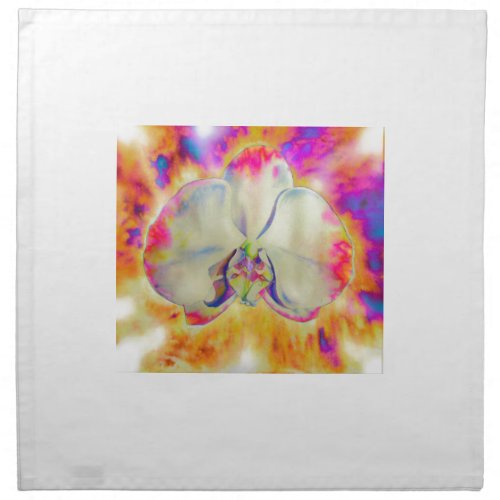 Romantic abstract orchid watercolor painting cloth napkin