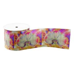 Romantic abstract orchid watercolor painting grosgrain ribbon