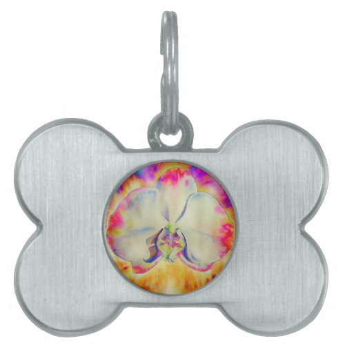 Romantic abstract orchid watercolor painting pet tag