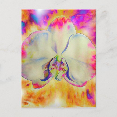 Romantic abstract orchid watercolor painting postcard