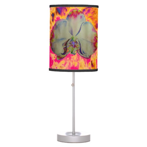 Romantic abstract orchid watercolor painting table lamp