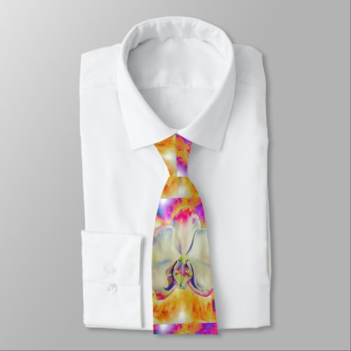 Romantic abstract orchid watercolor painting tie