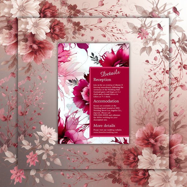 romantic abstract summer rose blossom wedding enclosure card (Creator Uploaded)