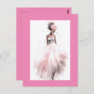 Romantic African American Wedding Bride Postcard