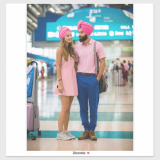 "Romantic Airport Farewell: Turbaned Prince and Be Sticker