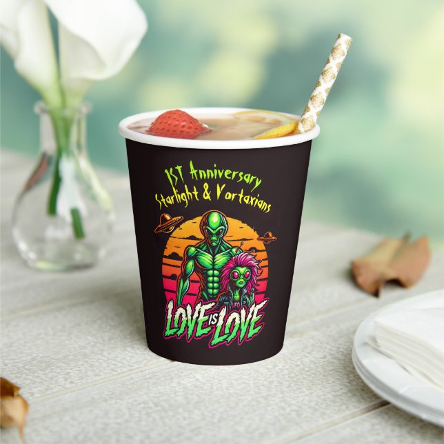 Romantic Aliens Under Cosmic Sunset Paper Cups (Insitu)