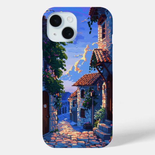Romantic Alley Pixel Art iPhone 15 Case