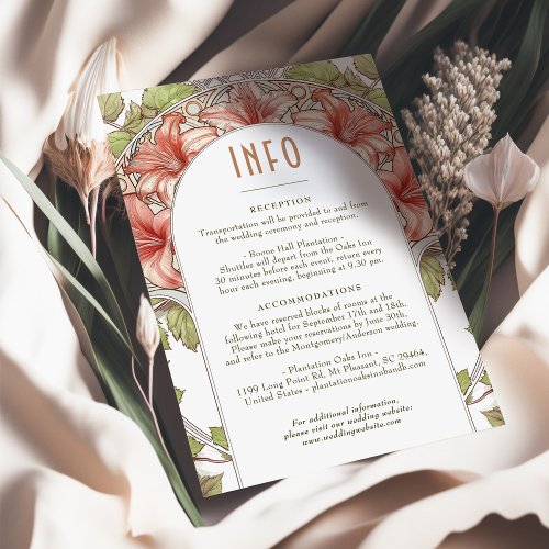 Romantic Amaryllis Info Vintage Nouveau Wedding Invitation