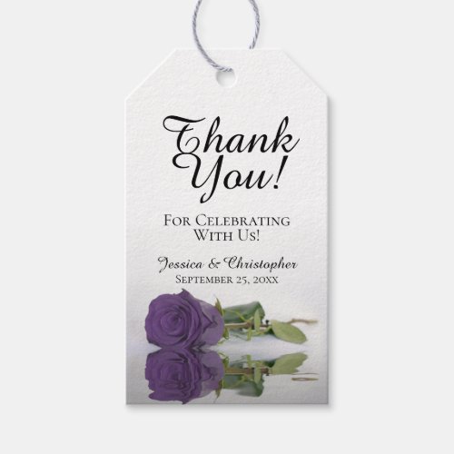 Romantic Amethyst Purple Rose Wedding Thank You Gift Tags