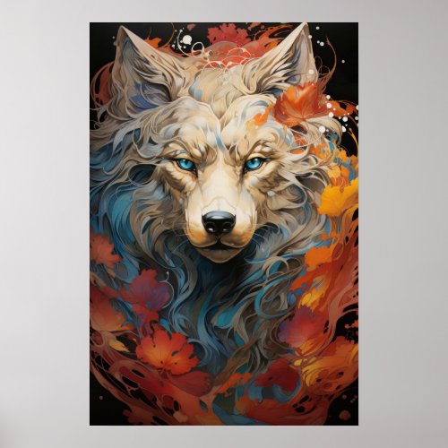 romantic and courage she wolf around flowers poster