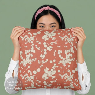 Romantic and Elegant Magnolia Flower Coral Orange Throw Pillow