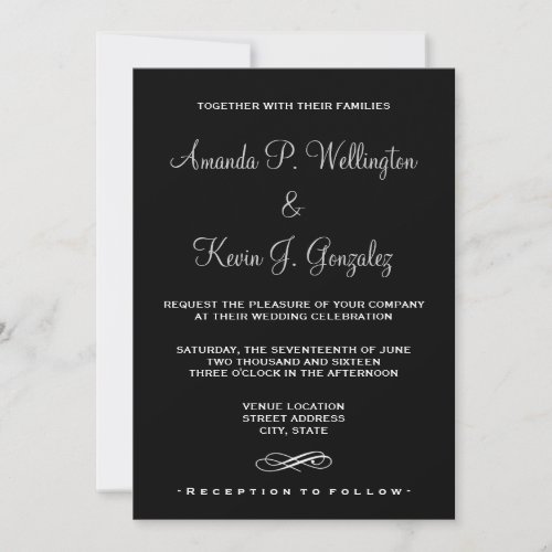 Romantic and Elegant Wedding Couple Holding Hands Invitation