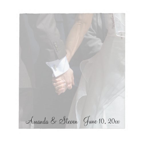 Romantic and Elegant Wedding Couple Holding Hands Notepad