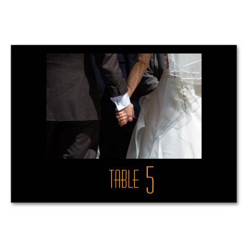 Romantic and Elegant Wedding Couple Holding Hands Table Number