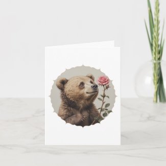 Romantic and inspiring bear with rose
