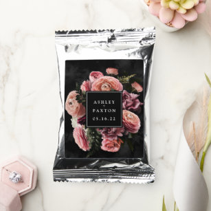 Romantic and Moody Pink Floral Bouquet on Black Coffee Drink Mix